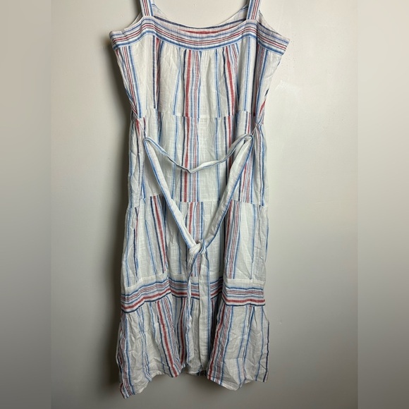 Gap Tall Midi Dress M Linen Blend Striped Summer Vacation Resort Old Money chic - Picture 4 of 16